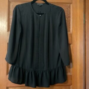Banana Republic Black Blouse with Pleated Detail